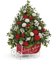 Festive Sleigh Tree Bouquet from Mona's Floral Creations, local florist in Tampa, FL